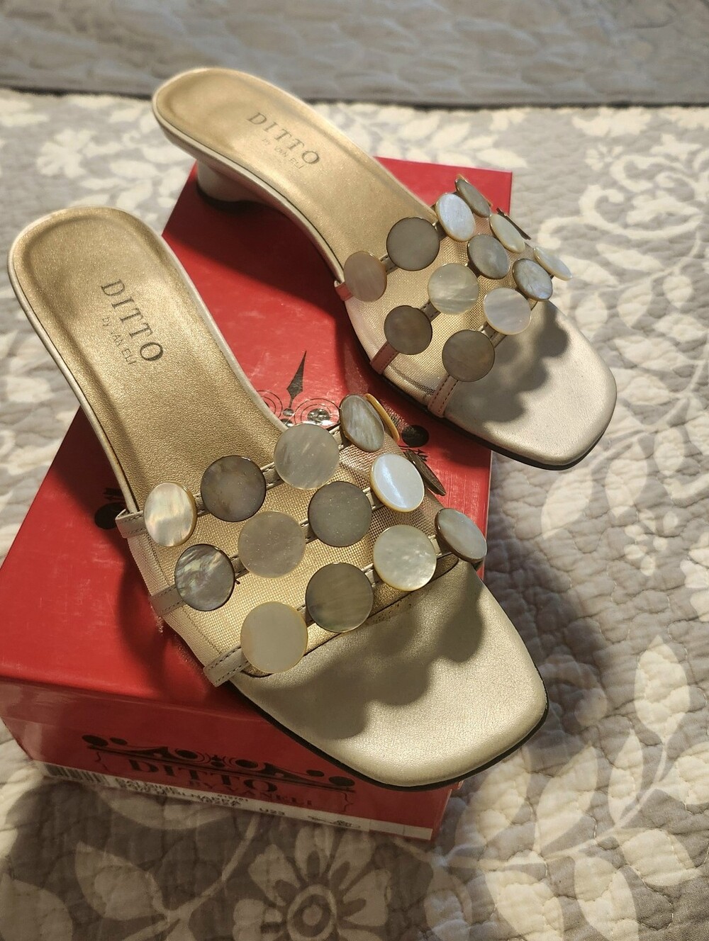 Dittos By Van Eli Balbine Sand Prlnappa Slide Heeled Sandal Size 8.5M